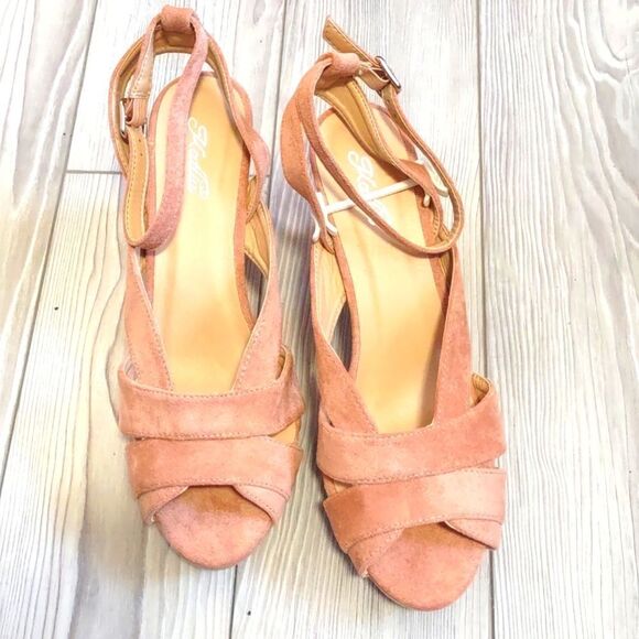 (30-1359) Katliu Women's Heeled Sandals Square Open Toe Size 9.5 (40) - Picture 3 of 11